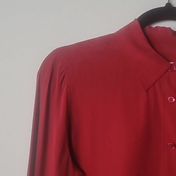 NWT Equipment S Burgundy Silk Button Modest Long Sleeve Office Shirt Top Blouse - Picture 3 of 14